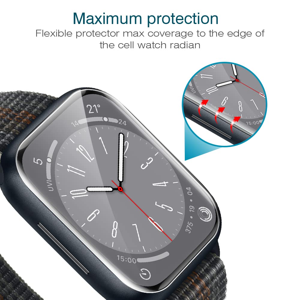 LK 6 Pack Screen Protector for Apple Watch Series SE/6/5/4/SE 2022 40mm, Apple Watch Series 9/8/7 41mm Screen Protector, Max Coverage, Bubble-Free, Anti-Scratch, iWatch 40mm Flexible TPU Clear Film