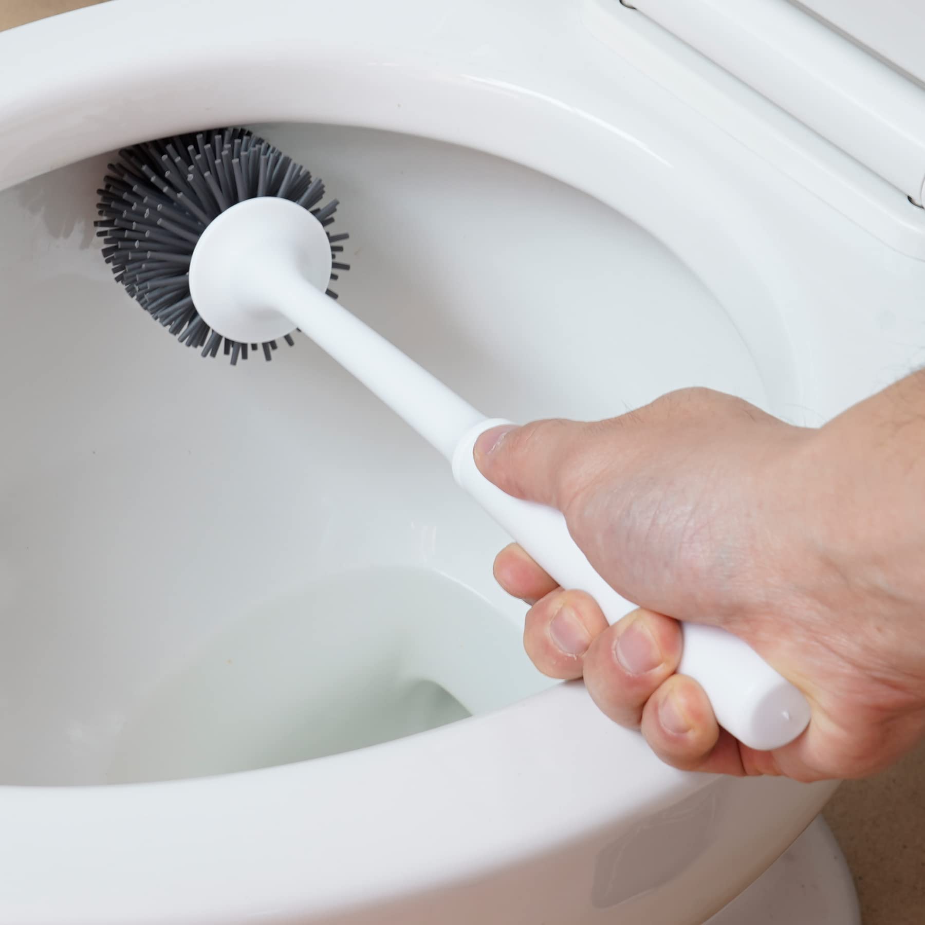 Hibbent Toilet Brush with Ventilated Drying Holder, Silicone Toilet Bowl Brush Bathroom Cleaning Bowl Brush Kit Sturdy Cleaning Toilet Brush, Floor Standing & Wall Mounted Without Drilling - Available at All In One Marketplace Canada
