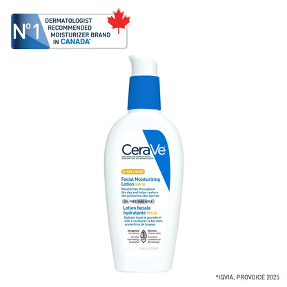 CeraVe Facial Moisturizer with SPF 30. Face Sunscreen Lotion with Hyaluronic Acid, Niacinamide & Ceramides for Women & Men. Oil-free, normal to dry skin. Verified Extended Use Date, Travel Size 89ML
