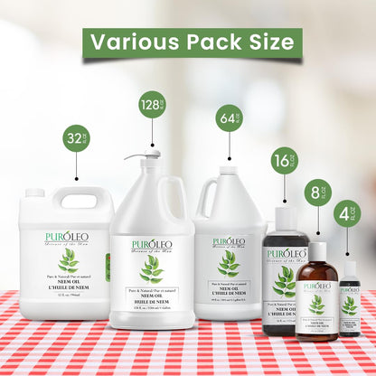 PUROLEO NEEM Oil 32 Fl Oz/946 ML (Packed In Canada) Pure and Natural Neem Oil for Multipurpose Use | Neem Oil extracted from NEEM Plante Chemical free Neem Oil Spray