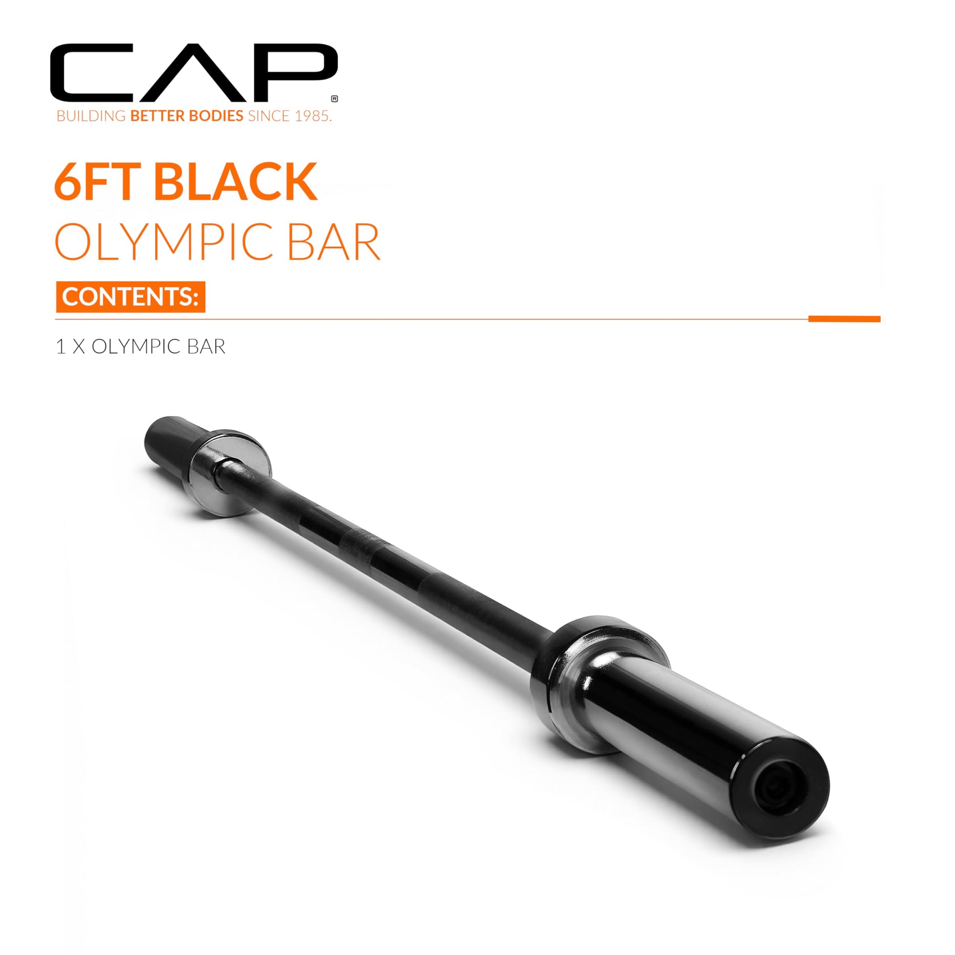 CAP Barbell 6 ft Olympic 2-Inch Solid Barbell | Black CAP