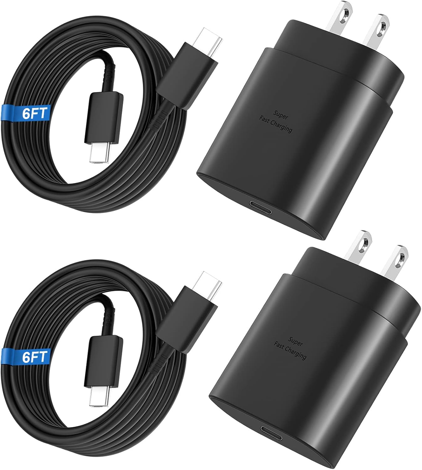 USB C Charger,2 Pack 25W USB C Fast Charger Super Fast Charging with 6FT USB C Cable Compatible with Samsung Galaxy S24 Ultra/S24 Plus/S24/S23/S22/S21/S20 Android Charger and More - Available at All In One Marketplace Canada