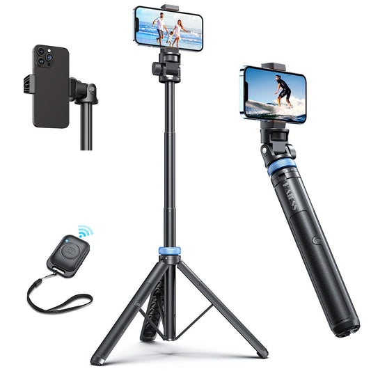 Kaiess 62" Phone Tripod, Selfie Stick Tripod & Phone Tripod Stand with Remote, Cell Phone Tripod for iPhone, Extendable Travel Tripod Compatible with iPhone/Android/Camera - Available at All In One Marketplace Canada