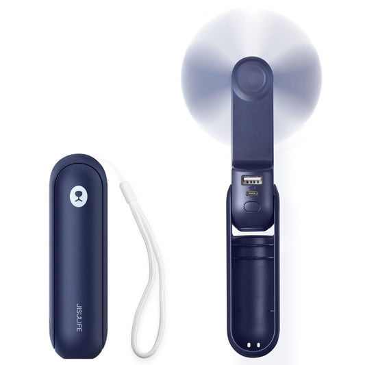 JISULIFE Portable Handheld Fan, Mini 3 In 1 with Rechargeable Battery, Personal Pocket Fan for Travel, Outdoor, USB Power Bank, Flashlight, Essential Ideal Gifts for Summer/Concert/Vacation - Blue - Available at All In One Marketplace Canada