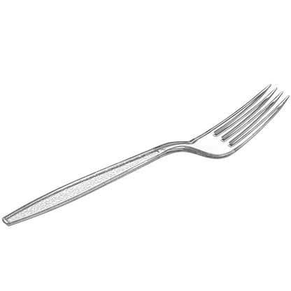 GUSTO [300 Pack] Heavyweight Clear Forks with Engraved Design - Reusable, Sturdy Cutlery Set for Parties, Weddings, and Events - Formerly Comfy Package - Available at All In One Marketplace Canada