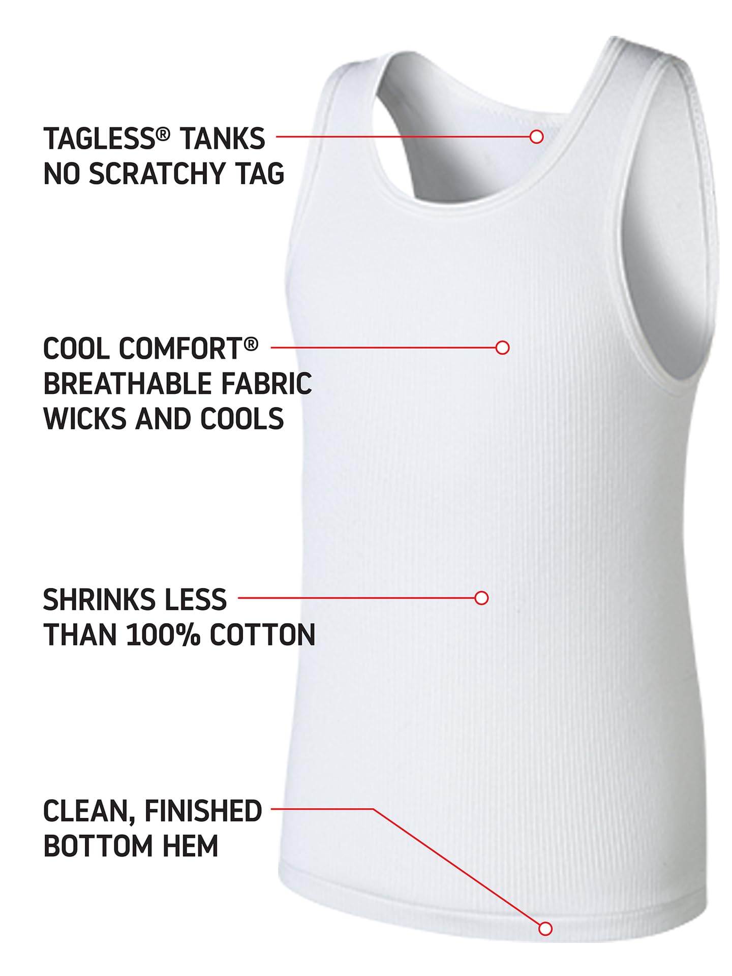 Hanes boys Tank T Shirt, White, Small US Hanes