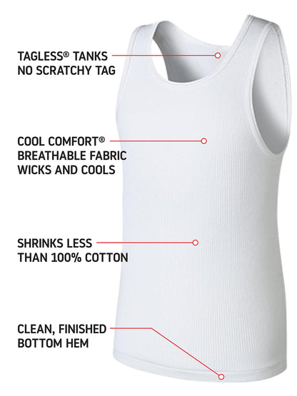 Hanes boys Tank T Shirt, White, Small US Hanes