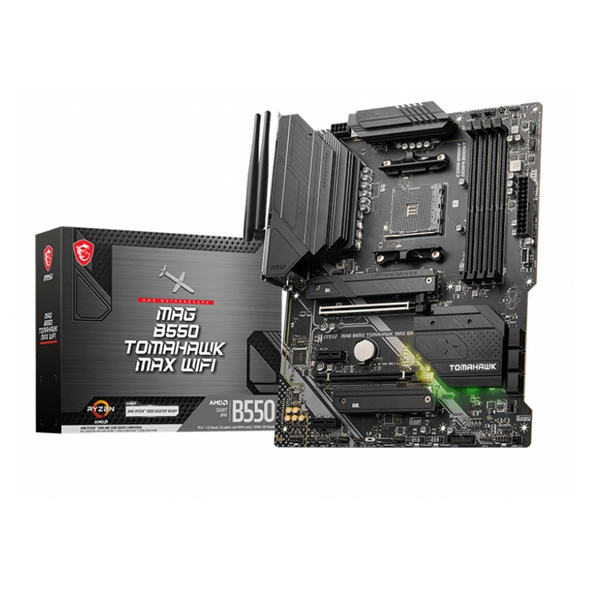 MSI MAG B550 Tomahawk MAX WiFi Gaming Motherboard AMD AM4, DDR4, PCIe 4.0, SATA 6Gb/s, M.2, USB 3.2 Gen 2, HDMI/DP, ATX, Wi-Fi 6E MSI