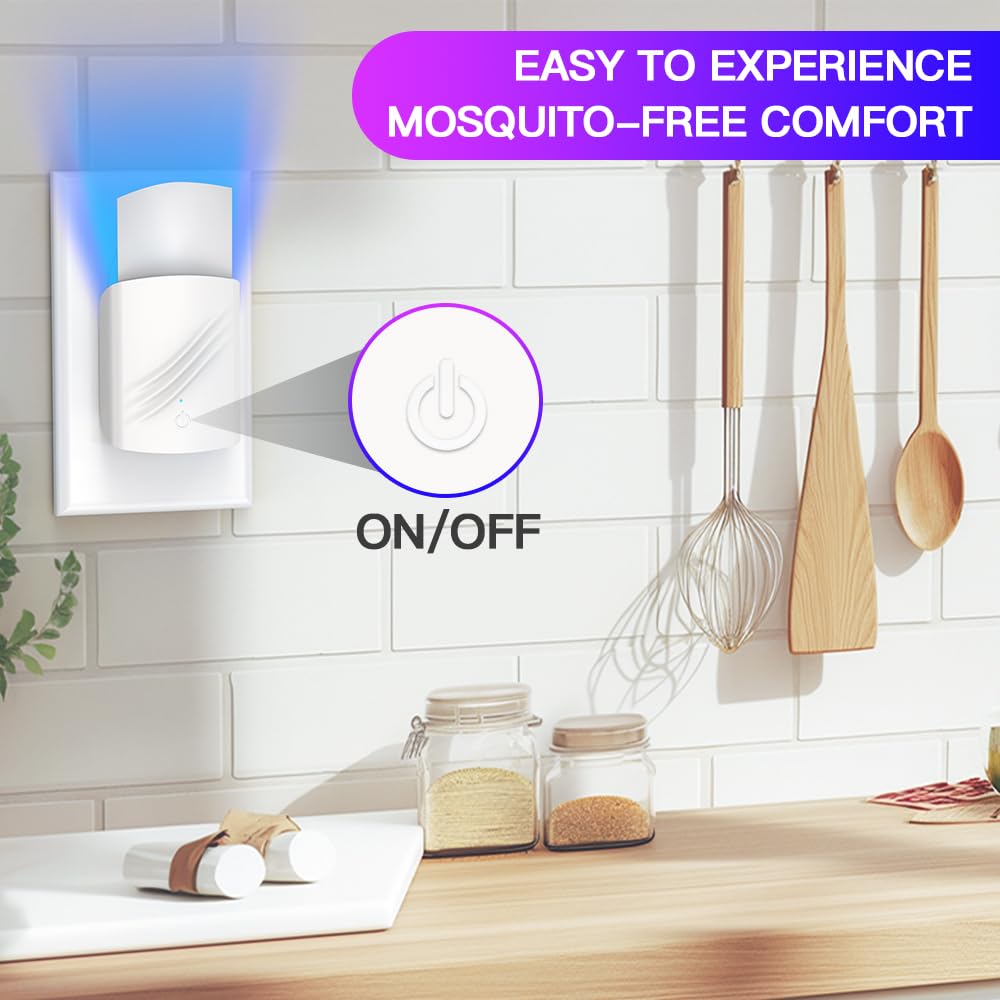 Fruit Fly Traps for Indoors, Mosquito Trap Plug in Bug Catcher with Night Light, Moth Housefly Insect Gnat Traps for House Indoor Kitchen Office - No Odor (1D+6Refills) - Available at All In One Marketplace Canada
