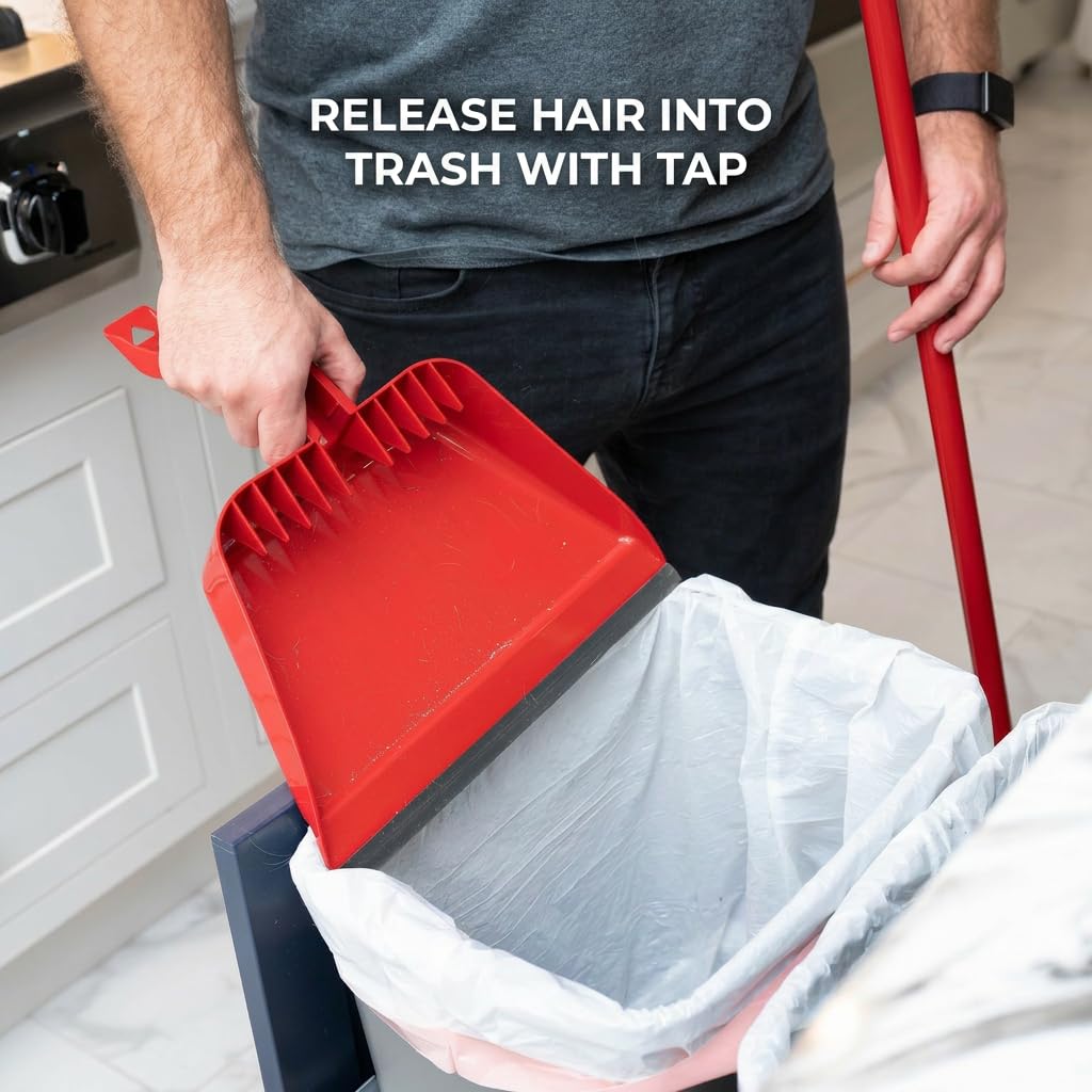 Vileda Pet Pro Broom with Step-On Dustpan and 3-Piece Handle | Remove 99% Dust and Dirt in One Sweep - Available at All In One Marketplace Canada