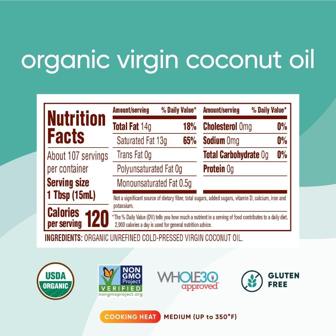 Nutiva Organic Cold-Pressed Virgin Coconut Oil, 1.6 L | Organic, Non-GMO, Fair Trade | Vegan, Keto, Paleo | Fresh Coconut Flavor and Aroma for Cooking & Healthy Skin and Hair
