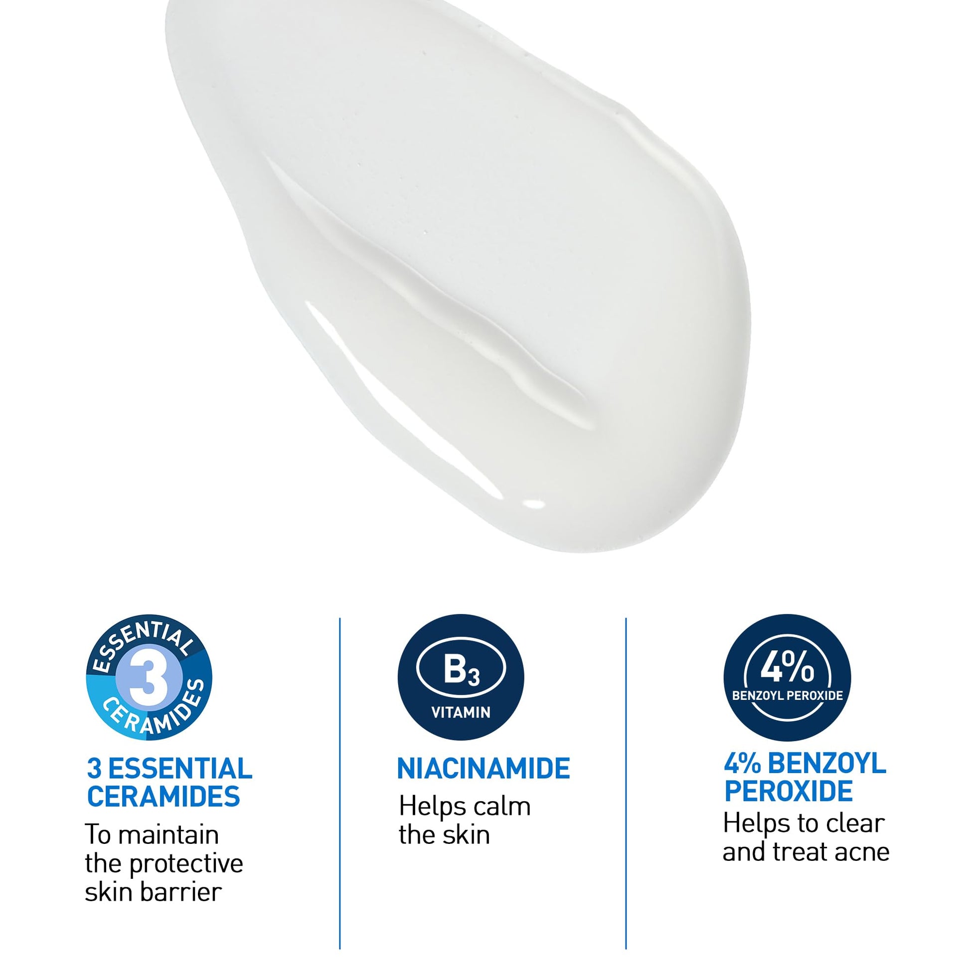 CeraVe 4% Benzoyl Peroxide Acne Treatment Foaming Cleanser Face & Body Wash, with Hyaluronic Acid and Niacinamide. Helps Clear Acne Pimples and prevent breakouts. Gentle Gel, Fragrance-Free, 150ML