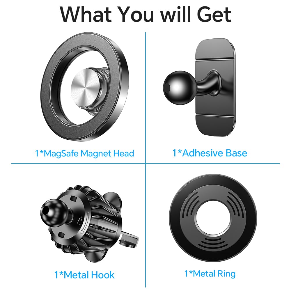 Kaistyle for Magsafe Car Mount【20 Strongest Magnets】Magnetic Phone Holder for Car Phone Holder Mount Dash【360°】Cell Phone Mount for Car Accessories for Women Men iPhone 17 Pro Max Air 16 15 14 13 12 - Available at All In One Marketplace Canada