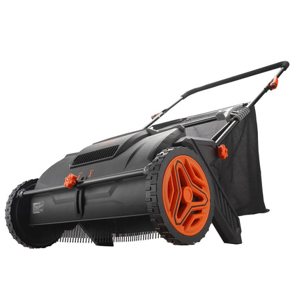 VEVOR Push Lawn Sweeper, 21-inch Leaf & Grass Collector, Strong Wheels & Heavy Duty Thickened Steel Durable to Use with Large Capacity 3.5 cu. ft. Mesh Collection Hopper Bag, 2 Spinning Brushes VEVOR