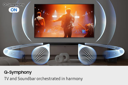Samsung Sound Bar HW-B750F/ZC, 5.1 Channel, Subwoofer, 400 watts, Surround Sound, Q-Symphony, Dolby Digital, DTS Virtual:X, Bass Boost, Adaptive Sound, Bluetooth, HDMI ARC, Soundbar