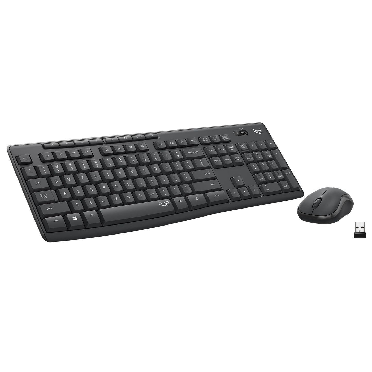 Logitech MK295 Mouse & Keyboard Combo with SilentTouch Technology, Full Numpad, Advanced Optical Tracking, Lag-Free, 90% Less Noise - Graphite - Available at All In One Marketplace Canada