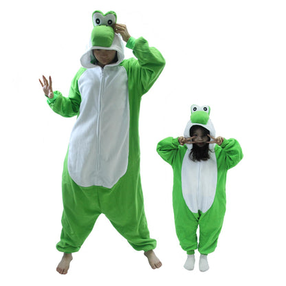 Small Green Dinosaur Unisex Onesies Kigurumi Pajamas Easter Halloween Christmas Carnival Disguise Costume Outfits For Adults Disfraz Jumpsuit Sleepwear Winter Lounge Women Men's Pjs Couple Suits 🍁 All In One Marketplace Canada