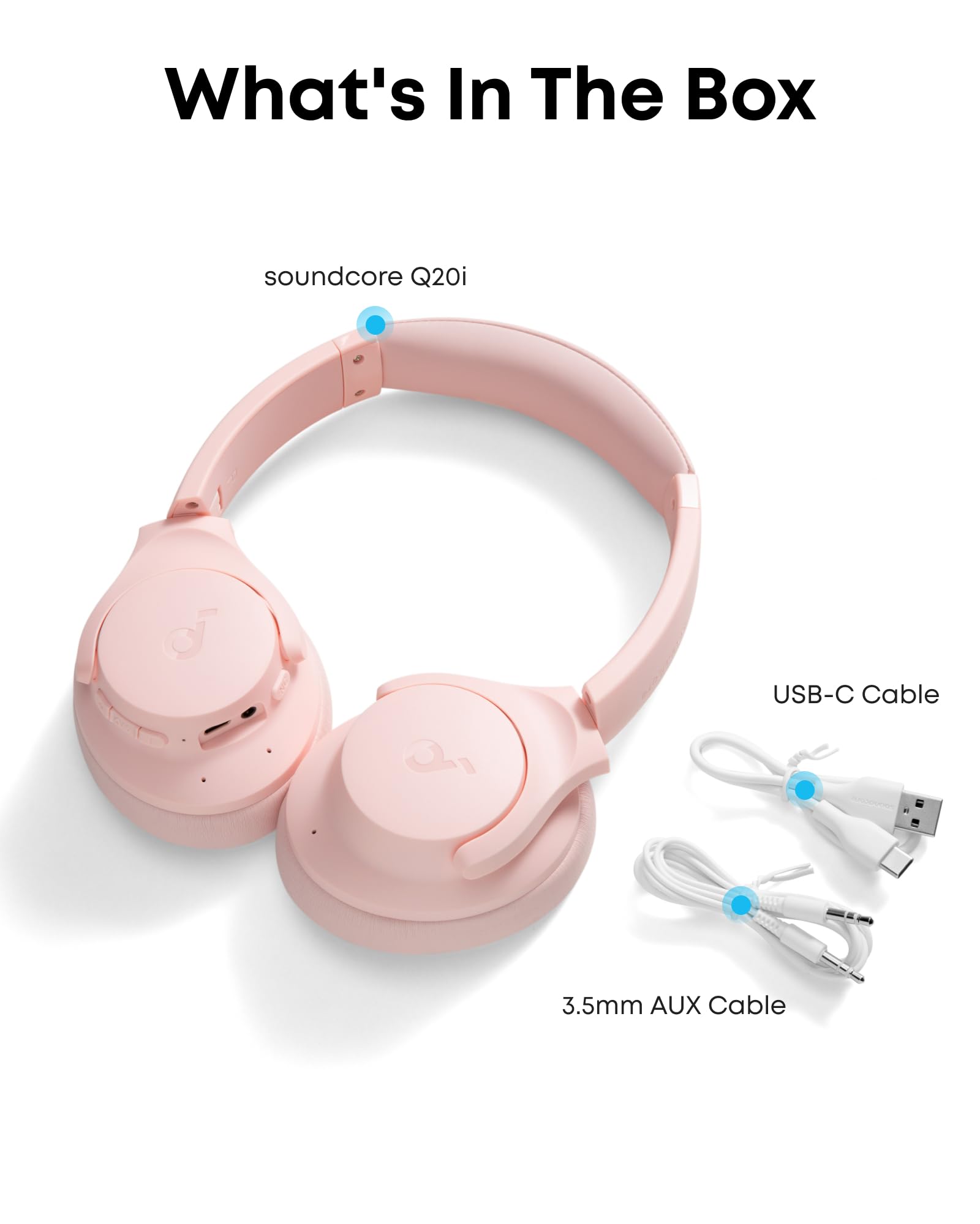 soundcore by Anker Q20i Hybrid Active Noise Cancelling Headphones, Wireless Over-Ear Bluetooth, 40H Long ANC Playtime, Hi-Res Audio, Big Bass, Customize via an App, Transparency Mode, Ideal for Travel