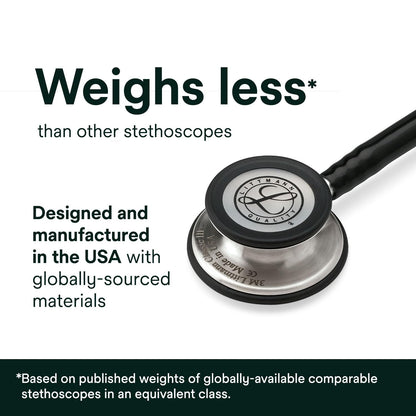 3M Littmann Classic III Monitoring Stethoscope, 5620, More Than 2X as Loud*, Weighs Less**, Stainless Steel Chestpiece, 69 cm (27") Black Tube