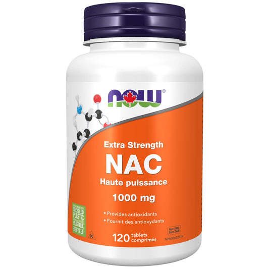 NOW Supplements, Extra Strength NAC (N-Acetyl-Cysteine) 1,000 mg, Provides Antioxidants, Promotes Formation of Gluthione, 120 Tablets - Available at All In One Marketplace Canada
