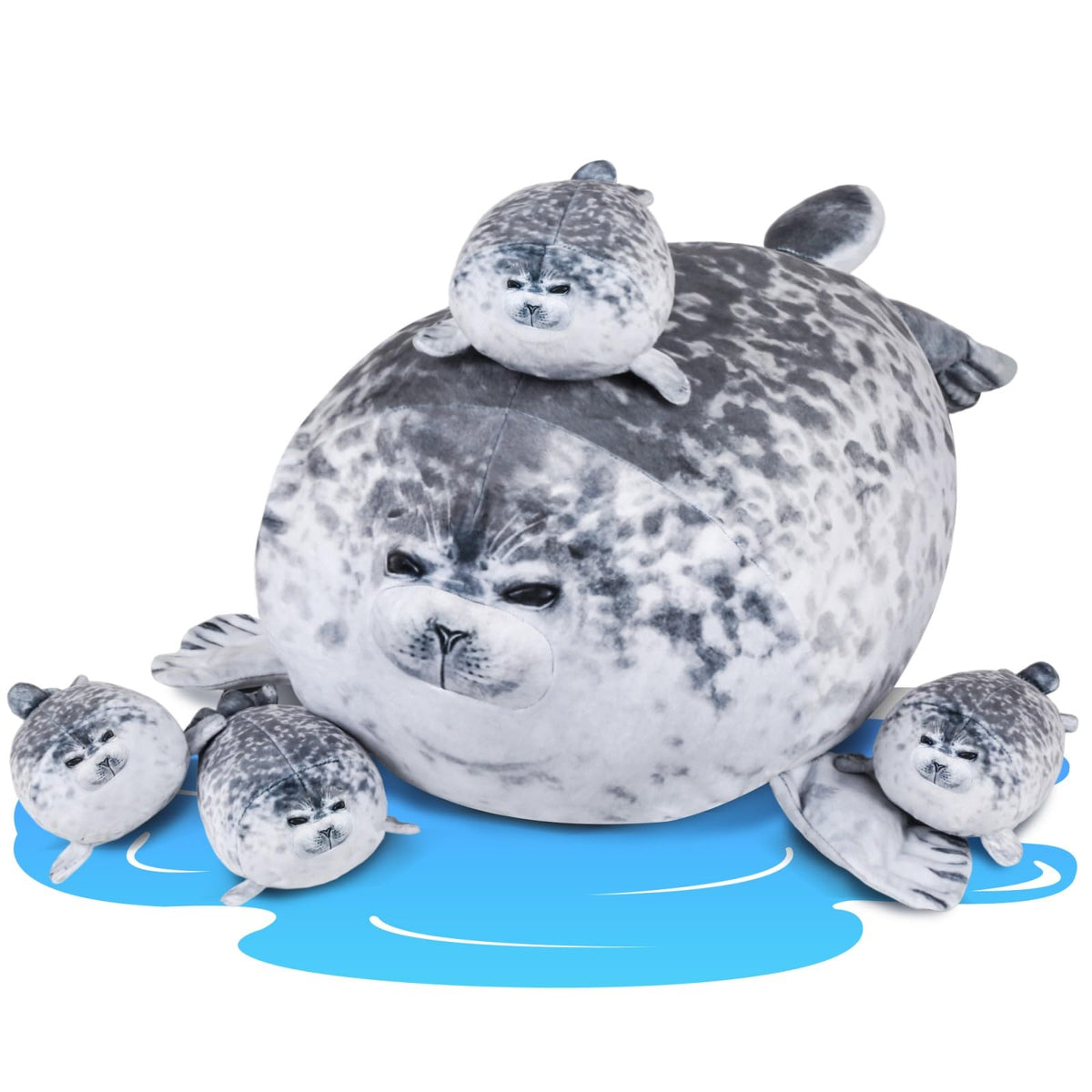 Chubby Seal Pillow Plush with 4 Baby Seal Plushies in Her Tummy 🍁 All In One Marketplace Canada