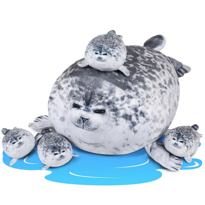 Chubby Seal Pillow Plush with 4 Baby Seal Plushies in Her Tummy 🍁 All In One Marketplace Canada