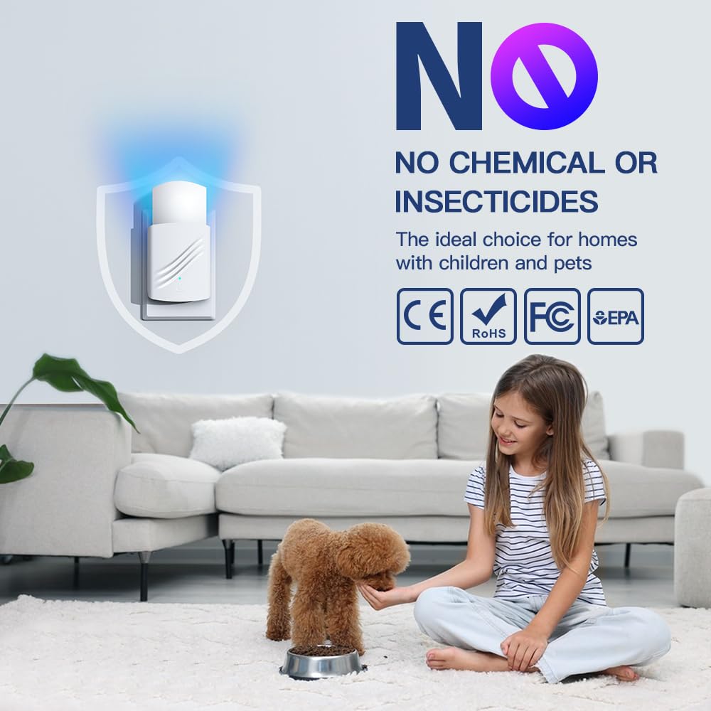 Fruit Fly Traps for Indoors, Mosquito Trap Plug in Bug Catcher with Night Light, Moth Housefly Insect Gnat Traps for House Indoor Kitchen Office - No Odor (1D+6Refills) - Available at All In One Marketplace Canada