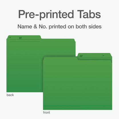 Pendaflex File Folders, 1/2 Cut Tab, Letter Size, Green, Durable Paper Stock, 100/Box, Ideal for Office/Home/School Organization, Made in Canada, Reversible File Organizers Pendaflex