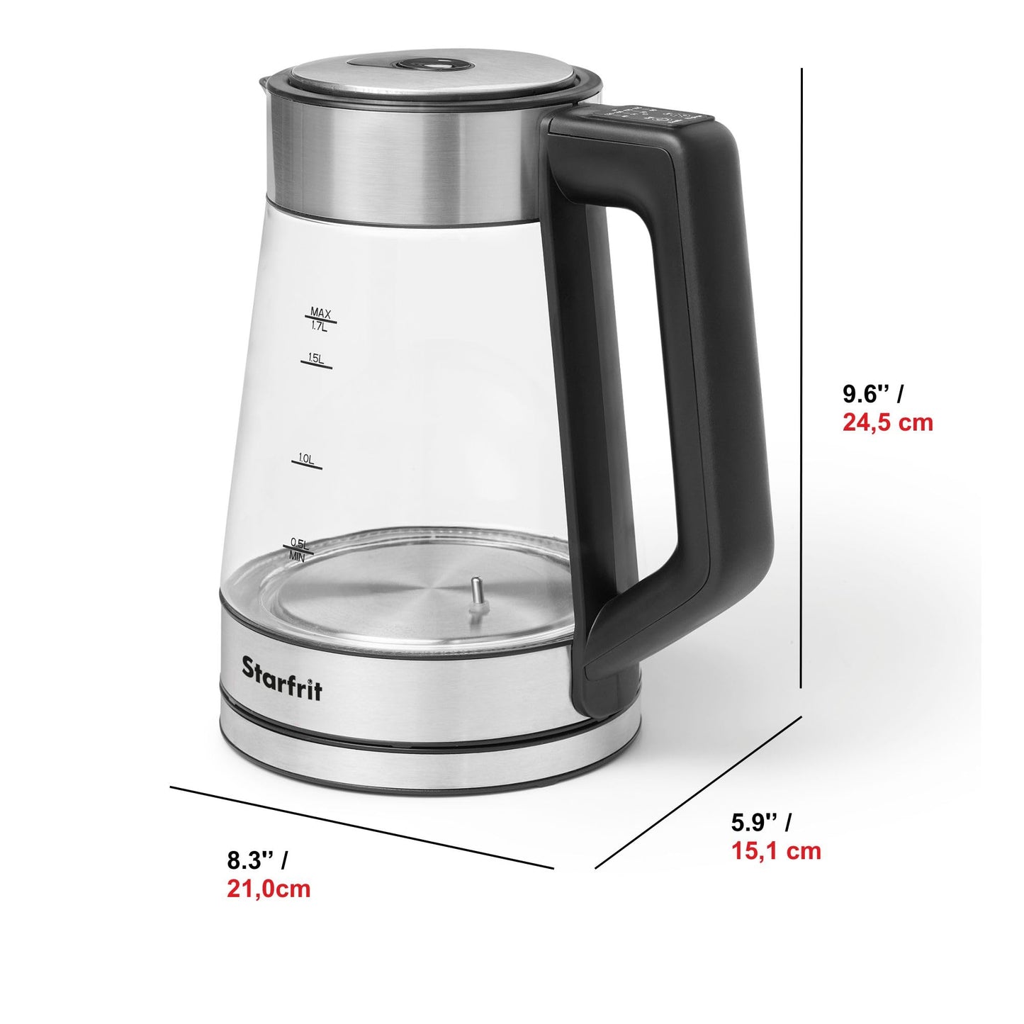 Starfrit Electric Glass Kettle, 1.7L, 5 Temperature Settings Starfrit