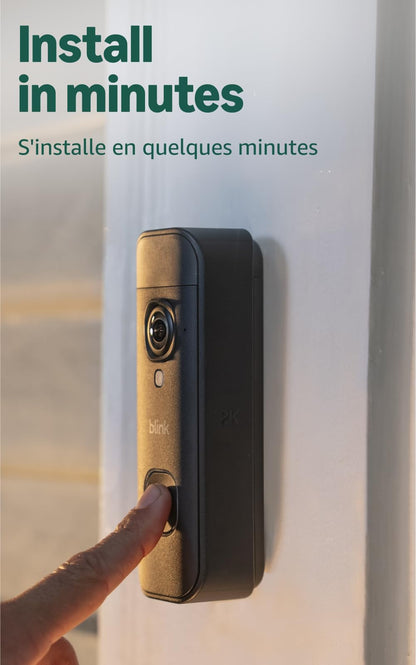Blink Battery Doorbell 2K+ (newest model) — Wireless video doorbell, 2K video resolution, enhanced audio. Sync Module Core included – System (Black)
