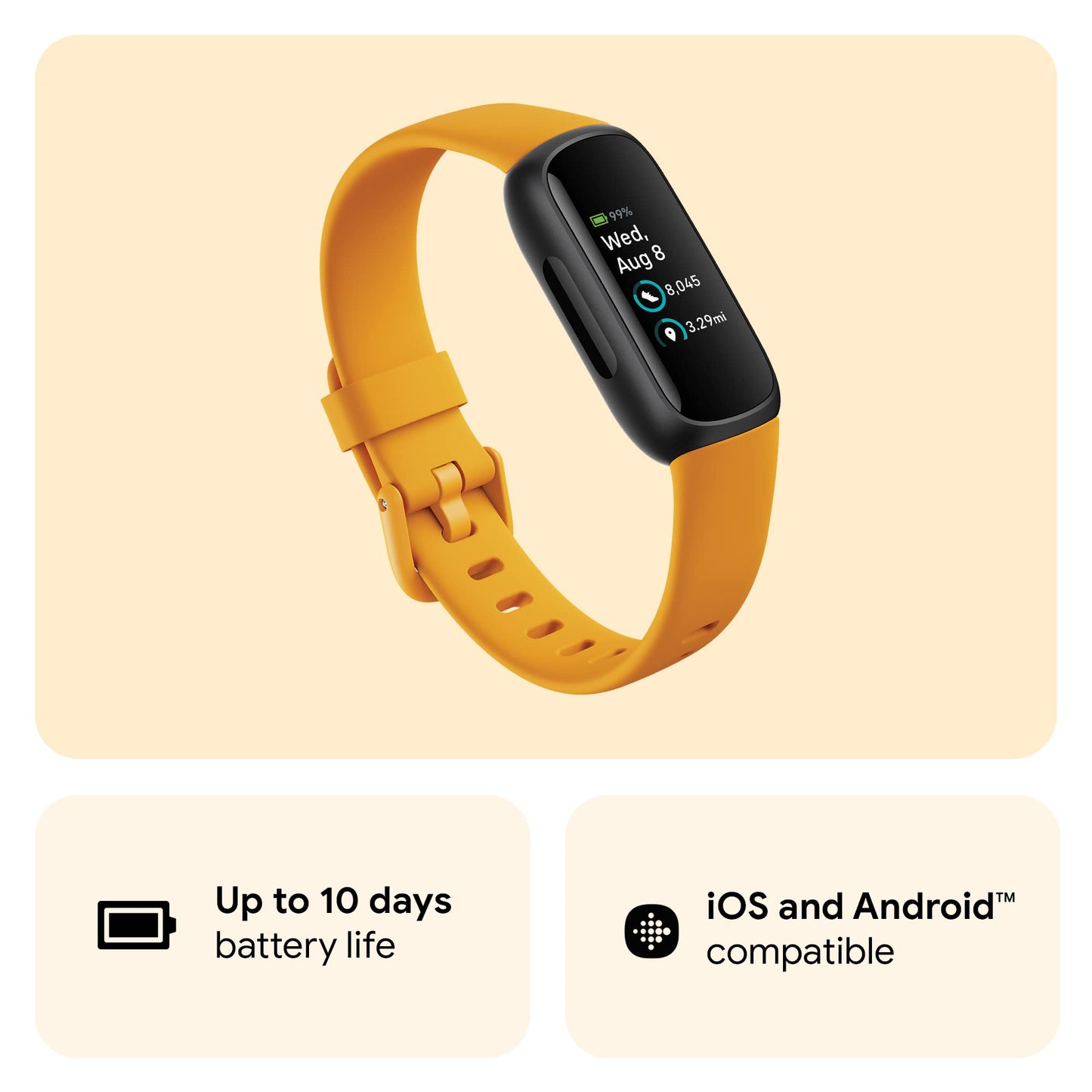 Google Fitbit Inspire 3 - Health and Fitness Tracker - Morning Glow / Black