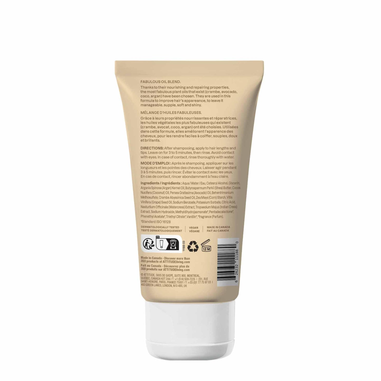 ATTITUDE Repairing Hair Mask, Made in Canada, Nourishes and Improves Hair's Appearance, Fabulous Oils Blend, Abyssinian Oil, Argan Oil, Shea Butter, Vegan Hair Care, Pink Argan, 150 mL ATTITUDE