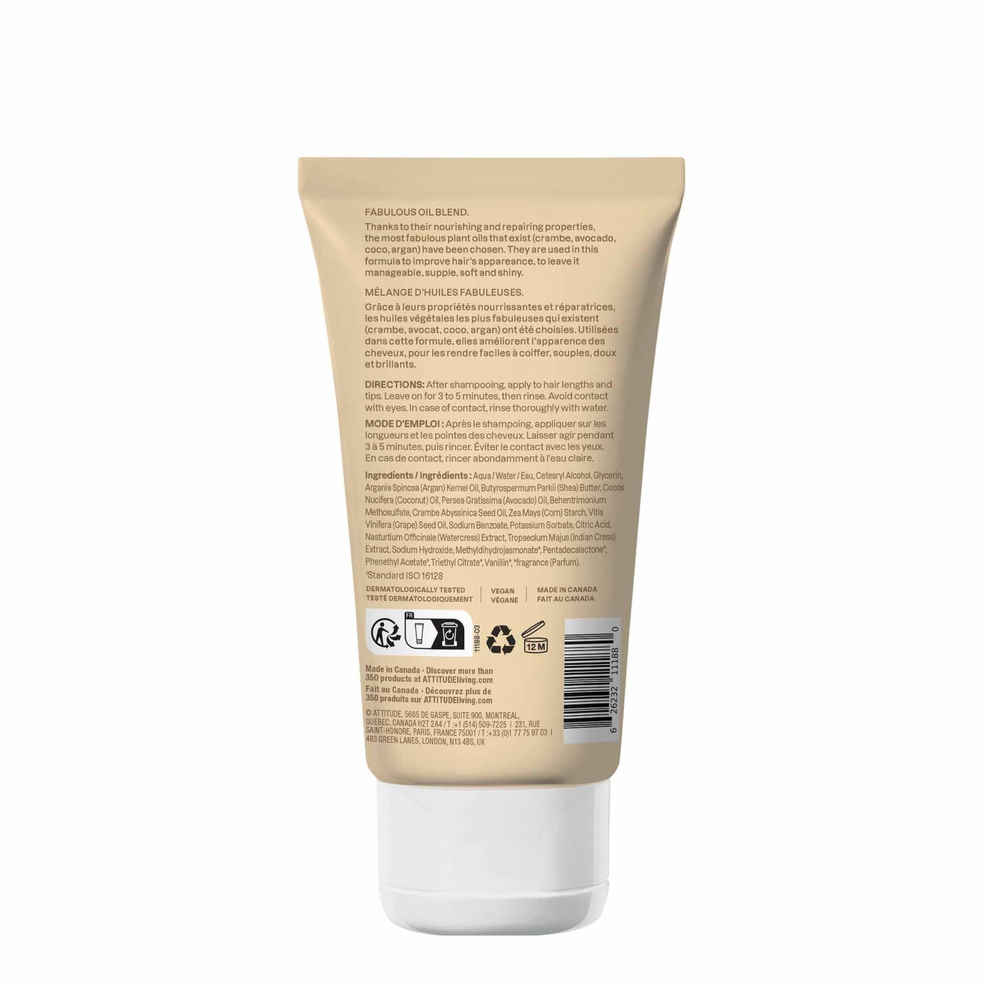 ATTITUDE Repairing Hair Mask, Made in Canada, Nourishes and Improves Hair's Appearance, Fabulous Oils Blend, Abyssinian Oil, Argan Oil, Shea Butter, Vegan Hair Care, Pink Argan, 150 mL ATTITUDE