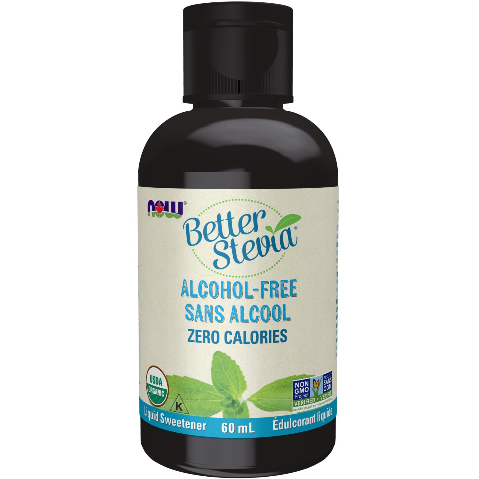 NOW Foods BetterStevia Organic Glycerite Zero-Calorie Liquid Sweetener Keto Friendly, Suitable for Diabetics, No Erythritol, 60ml - Available at All In One Marketplace Canada
