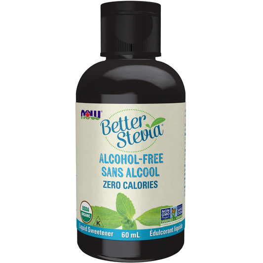 NOW Foods BetterStevia Organic Glycerite Zero-Calorie Liquid Sweetener Keto Friendly, Suitable for Diabetics, No Erythritol, 60ml - Available at All In One Marketplace Canada