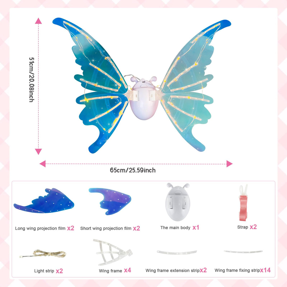 Foggizo Electric Butterfly Wings for Girls, Light Up Fairy Toy Wings with Lights, as Halloween Birthday Christmas Party Gift 🍁 All In One Marketplace Canada