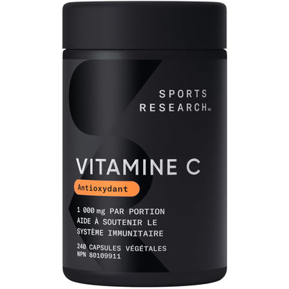 Sports Research® Vitamin C 1000mg - Non-GMO Project Verified Ascorbic Acid Vitamin C Supplement for Immune Support & Antioxidant Protection | Vegan Friendly, 8 Month Supply (240 Count) - Available at All In One Marketplace Canada