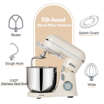 Kitchen in the Box Mini 3.5 QT, 10-Speed Tilt-Head Stand Mixer(Cream White) 🍁 All In One Marketplace Canada