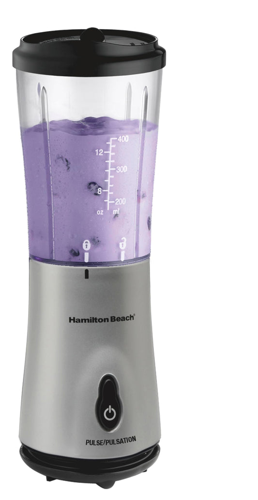 Mélangeur individuel Hamilton Beach pour smoothies et boissons fouettées, mélangeur portatif à service individuel avec couvercle de voyage, bocal de 414 ml sans BPA, 175 W, mélangeur compact pour comptoir, argent, 51107C 🍁 All In One Marketplace Canada