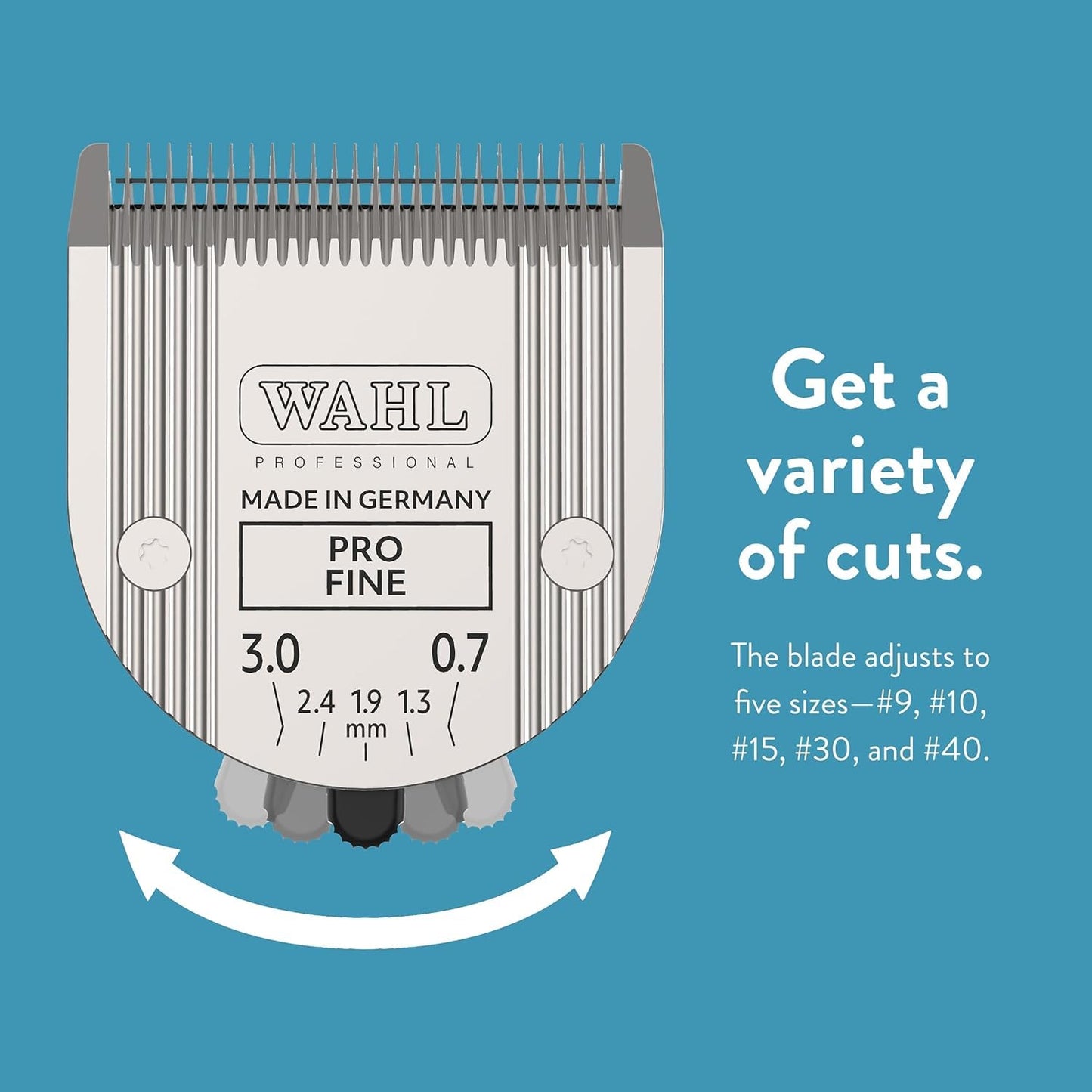 Wahl Professional Animal 5-in-1 Adjustable Pro Fine Adjustable Clipper Blade - for Arco, 5 Style Groom, Bravura, Chromado, Creativa, Figura & Motion Clippers - Replacement Blades - Silver, Made in Germany - Model 58190 Wahl