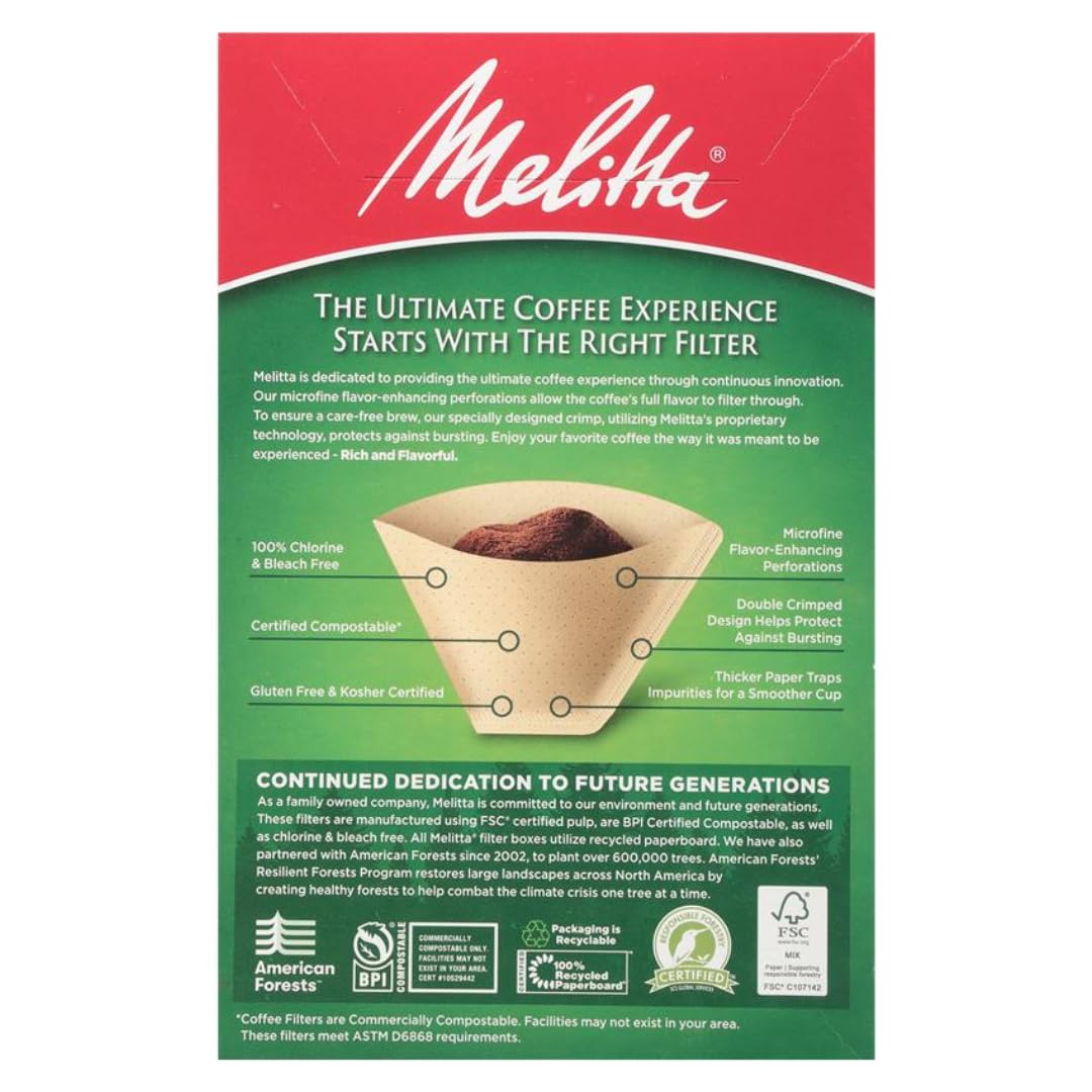 Melitta #4 Cone Coffee Filters, Unbleached Natural Brown, 100 Count (Pack of 3) 300 Total Filters Count - Packaging May Vary