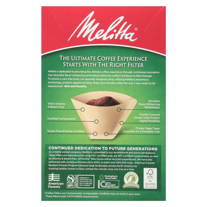 Melitta #4 Cone Coffee Filters, Unbleached Natural Brown, 100 Count (Pack of 3) 300 Total Filters Count - Packaging May Vary