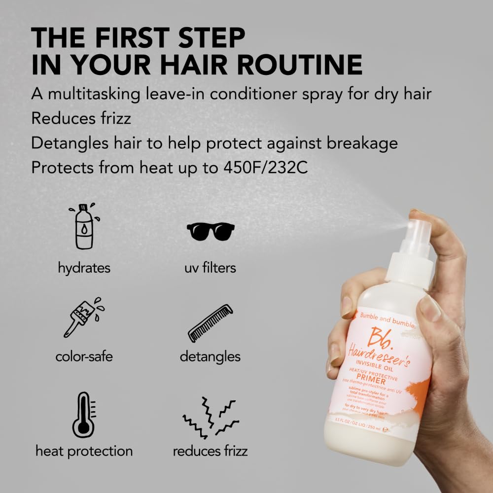 Bumble and bumble. Hairdresser's Invisible Oil Heat/UV Protection Leave-In Conditioner Hair Primer | Hydrating, Anti Frizz, Color Safe | Straight, Coily | With Argan Oil + Coconut Oil, 125 ml Bumble and bumble