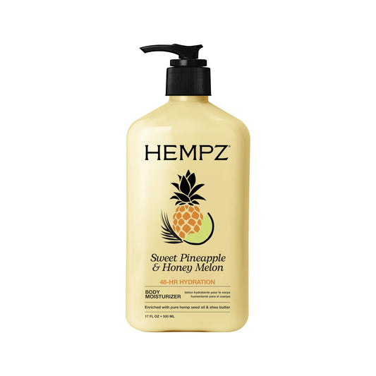 Hempz Sweet Pineapple & Honey Melon Moisturizing Skin Lotion, Natural Hemp Seed Herbal Body Moisturizer with Jojoba, Natural Extracts, Vitamin A and E, 17 oz
