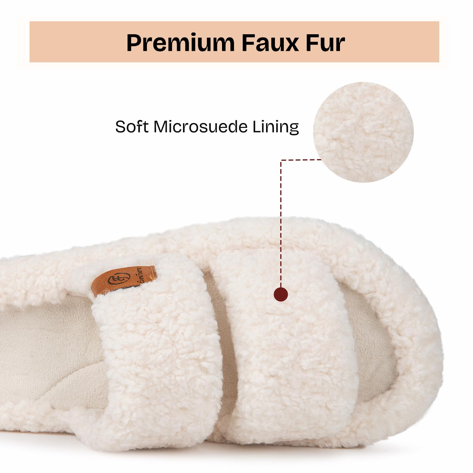 EverFoams Womens Fuzzy Open-toe Slippers Soft Comfy Memory Foam Indoor House Shoes Vanilla Ice,7-8 US