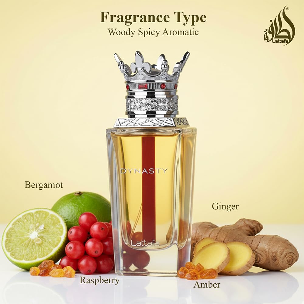 Lattafa Dynasty – Fresh, Spicy, Woody, Aromatic – Eau de Parfum Spray Long-Lasting Fragrance for Unisex, 3.4 Ounce / 100 ml
