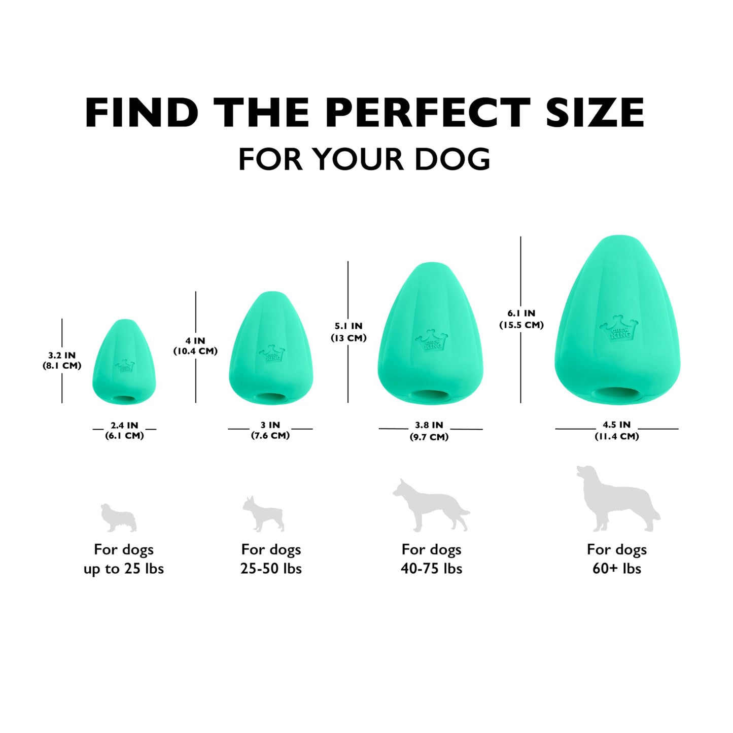 Chew King Premium Treat Dog Toy, XL, Extremely Durable Natural Rubber Toy, Pack of 2, All Breed Sizes Chew King