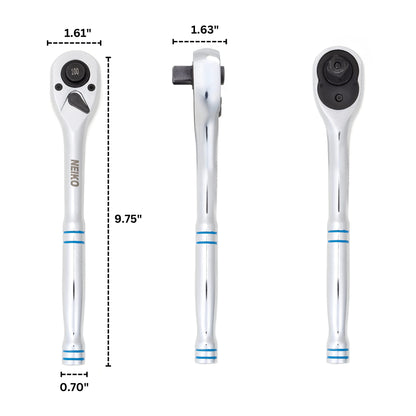 Neiko 03117A 1/2 Inch Ratchet Wrench, 100-Tooth Reversible Ratchet, 3.6 Degree, Quick Release 1/2 Drive Ratchet, 10" Long Handle Ratchet, Oval Head Socket Wrench, CR-V Steel Half Inch Rachet Wrench 🍁 All In One Marketplace Canada