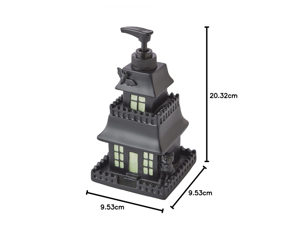 SKL Home Halloween Haunted House Glow-in-The-Dark Soap Dispenser, Black
