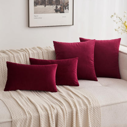 MIULEE Pack of 2 Christmas Velvet Throw Pillow Covers 18x18 Wine Red 🍁 All In One Marketplace Canada